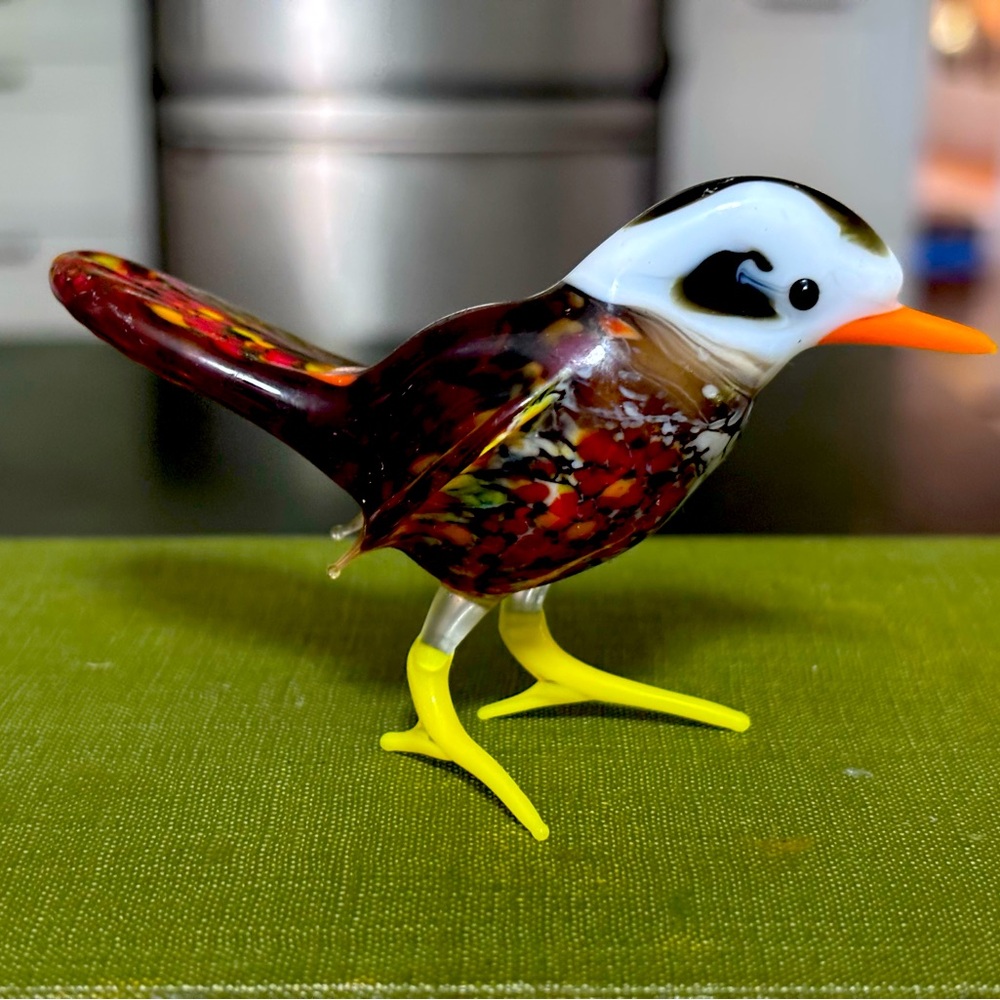 Small Handblown Glass Bird Figurine • Millefiore Art Glass • Murano Art Glass